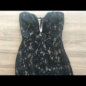 Beautiful nude with black lace dress